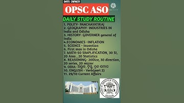 DAILY ASO STUDY ROUTINE 29/10/21 #ASO #OPSC #CRACKEXAM #STUDY