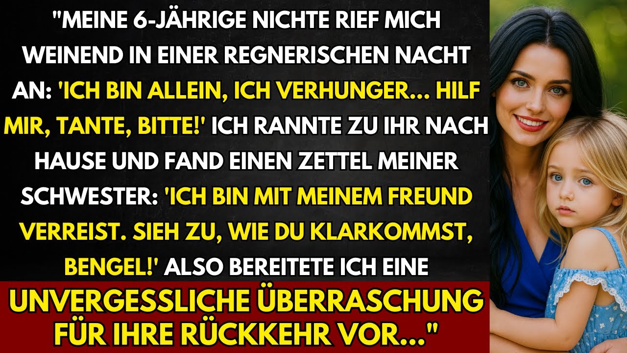 Meine 6-jährige nichte rief: 'ich bin allein und verhungere... hilf mir tante!' ich rannte los...
