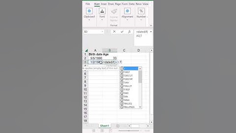 CALCULATE AGE IN EXCEL #excel #shorts #shortcut #proplayer #training #tutorial #fast #learning #age