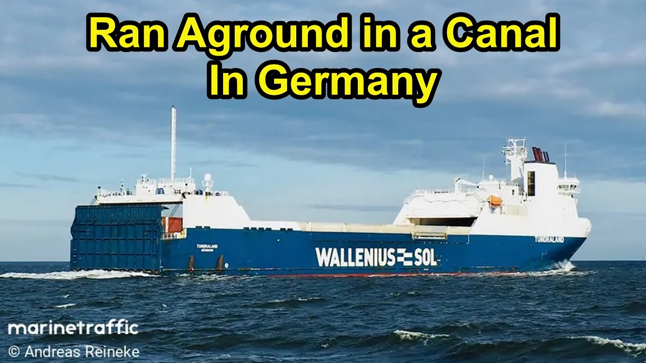 191-метровое судно село на мель в немецком канале.