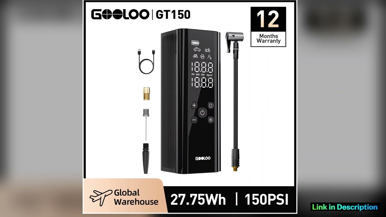GOOLOO Car Air Compressor Electric Tyre Inflator Pump With LED Lamp For Motorcycle Bicycle Tire Por