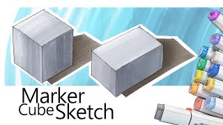 Marker Cube Sketch - 表現技法 - 麥克筆 - 方塊練習