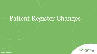 Patient Register Changes