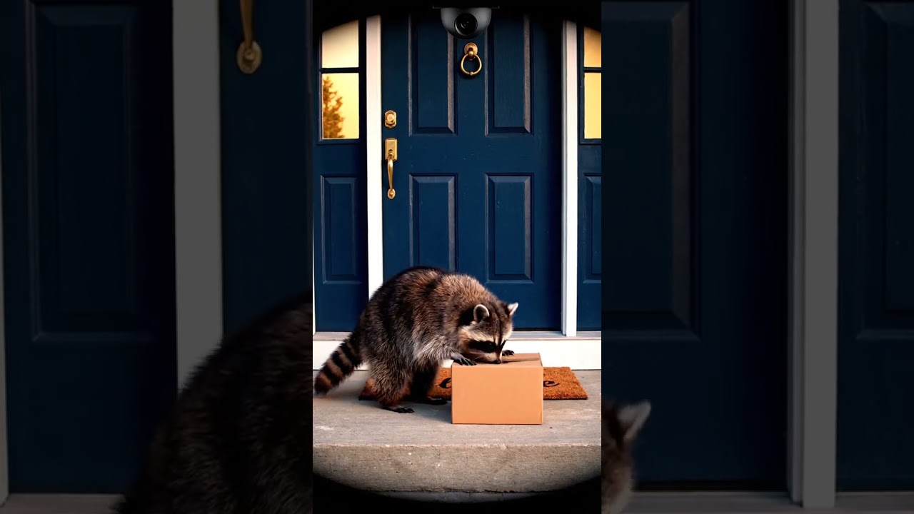 Енот-вор, попытался вскрыть посылку, а она взорвалась конфетти