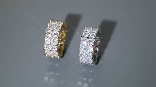 Iced Out Cz Fashion Brass Gold Plated Jewelry Striking 2Row Square Baguette Zircon Eternity Ring