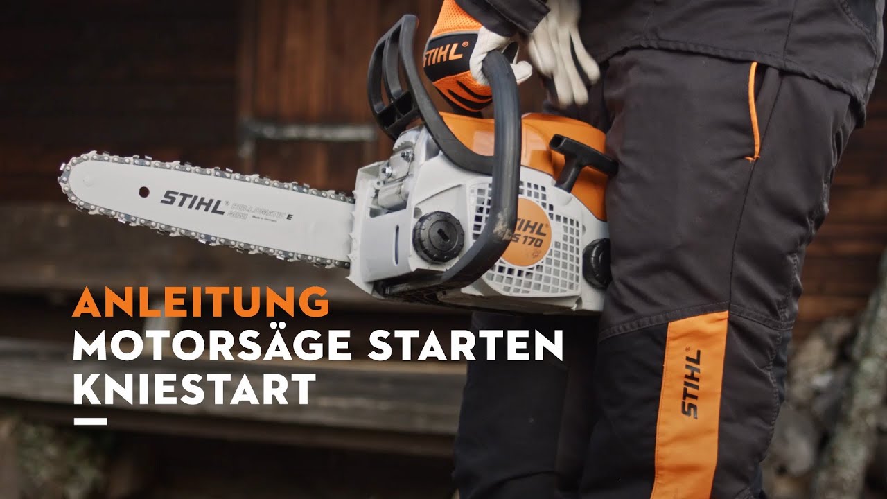 STIHL Motorsäge MS 170 starten: Kniestart 