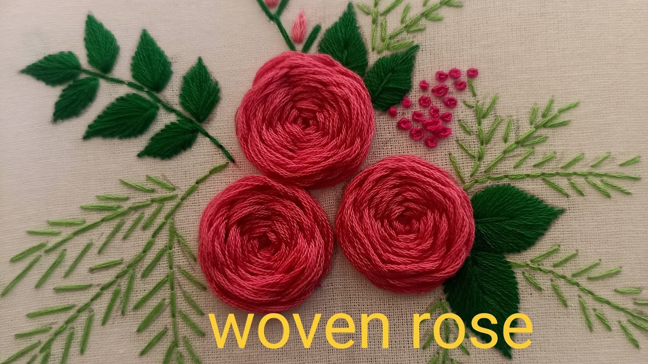 woven rose hand embroidery, bedsheet hand embroidery design hand