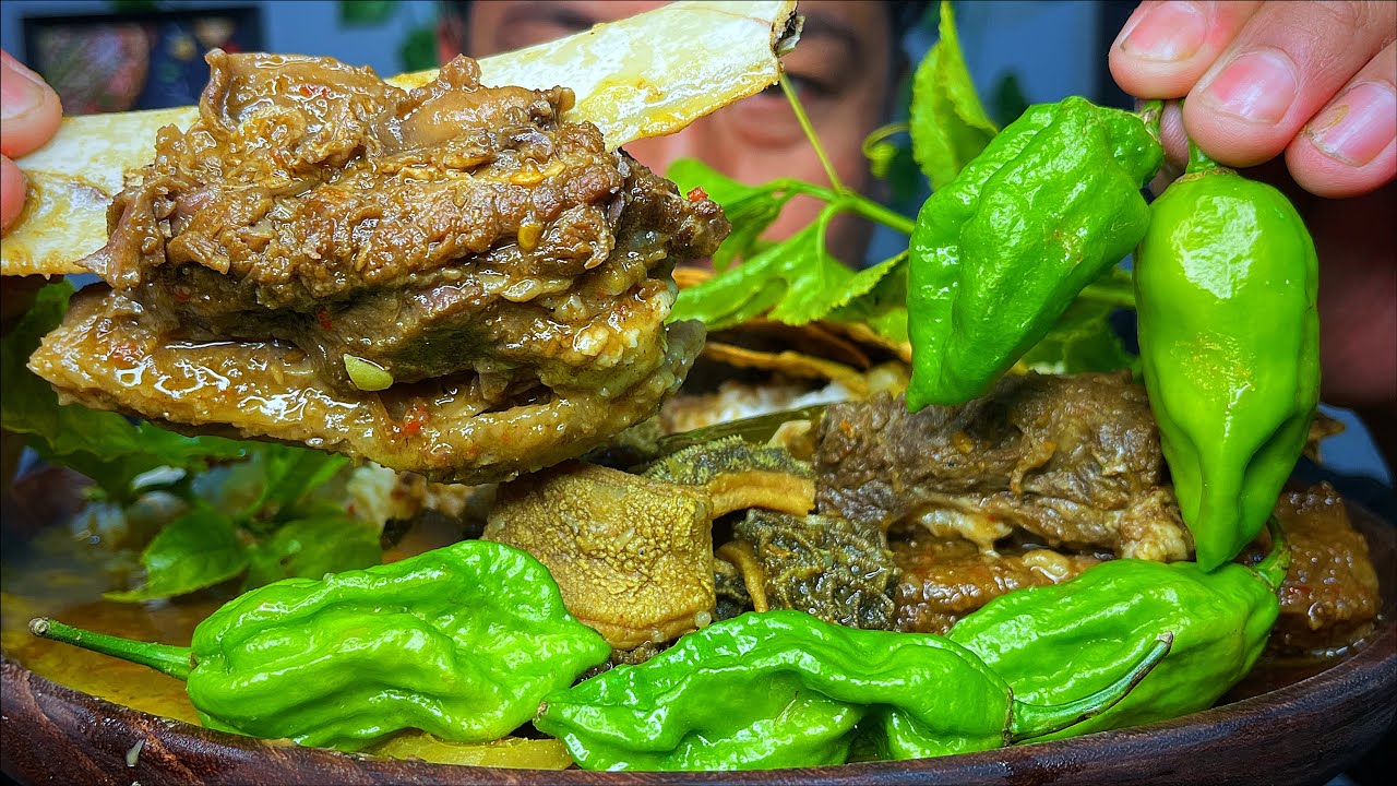 Bawngsa 🥩Beef Innards Recipe & King Chilli🌶️ ASMR MUKBANG🍱 A Tui Lutk😊