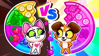 Pink VS Rainbow Pizza ChallengeLearning and Cute Cartoon for Toddlers by PurrPurr Stories