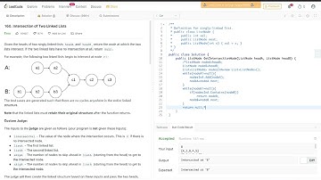 Intersection of Two Linked Lists #leetcode #csharp #easy