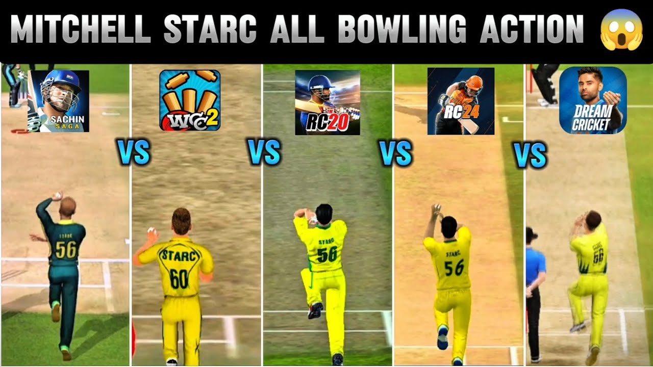 New Realistic Bowling Action of Mitchell Starc 🔥 | WCC2 VS RC20 VS DC24 VS RC24 VS SS pro | 