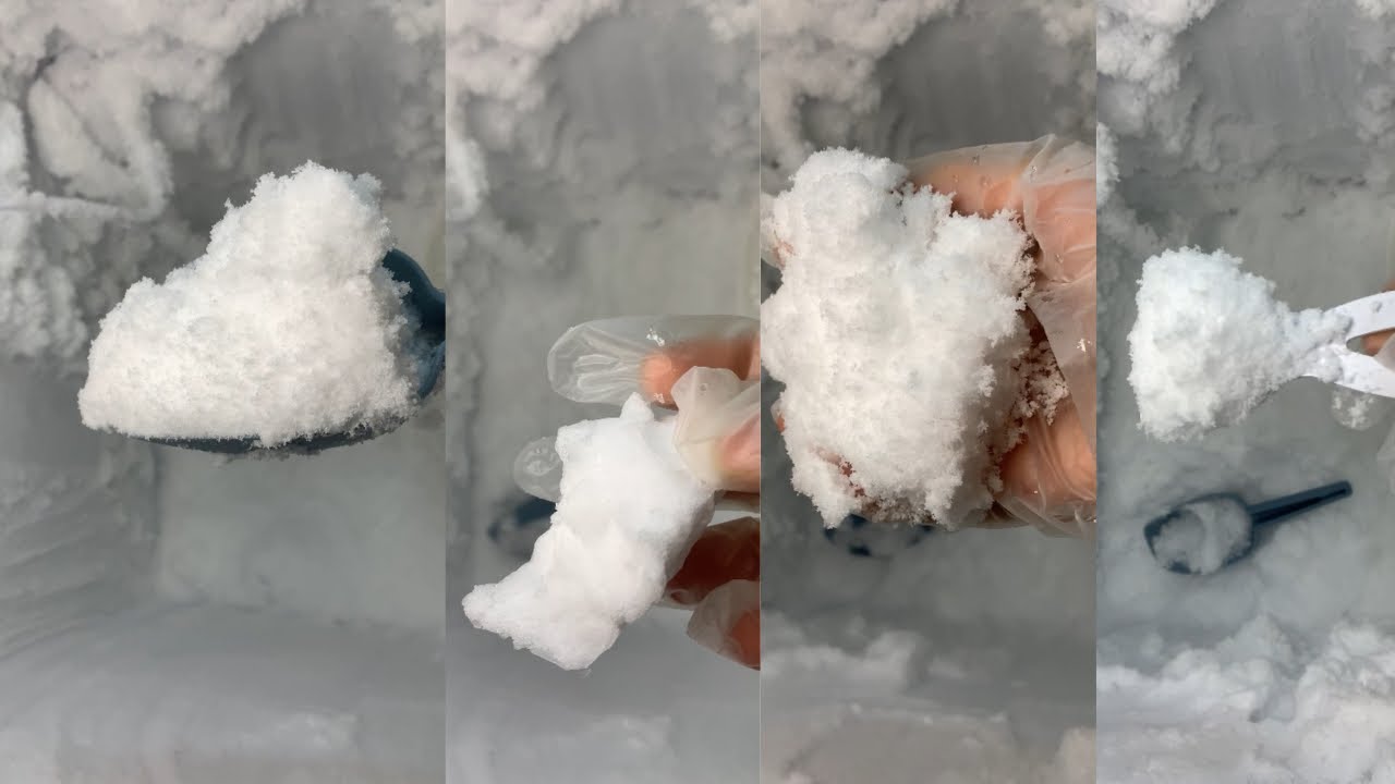 SUPER SOFT ICE❄️ FLUFFY AS CLOUD☁️| FREEZER FROST EATING| ASMR ICE EATING #fyp #asmrice #satisfying