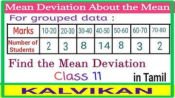 Statistics Mean Deviation in Tamil / Class 11 Maths / Kalvikan