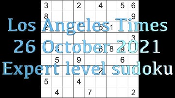 Sudoku solution – Los Angeles Times sudoku 26 October 2021 Expert level
