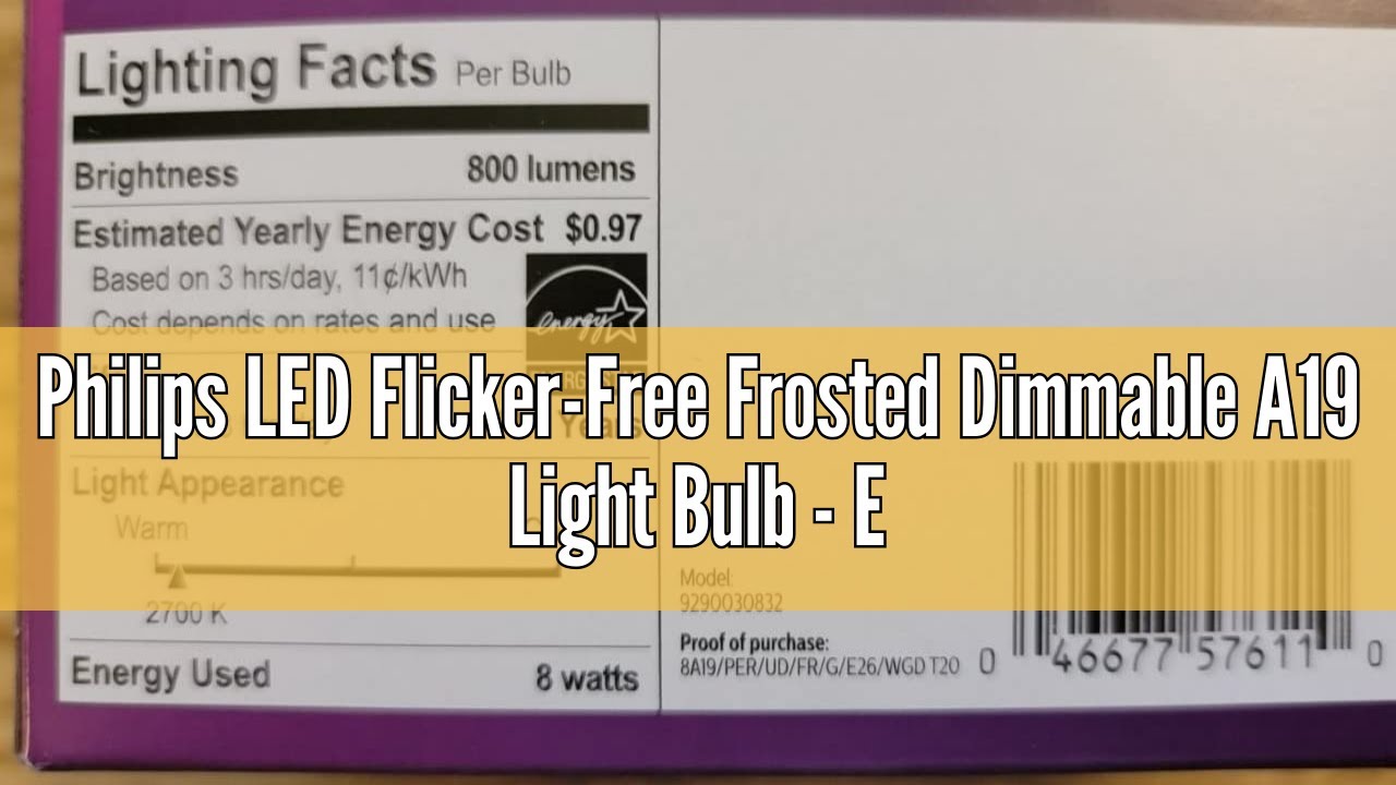 Philips LED Flicker-Free Frosted Dimmable A19 Light Bulb - EyeComfort  Technology - 800 Lumen - Soft 