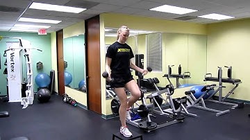 Step-Up to a Bicep Curl to an Overhead Press