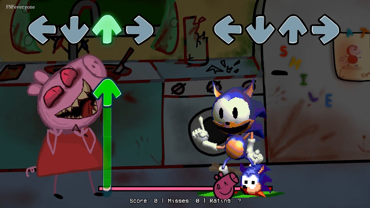 FNF Rewrite & Sonic.EXE ALL VS Peppa.exe Sings Bacon song - Rewrite ROUND 2 mod Friday Night Funkin'