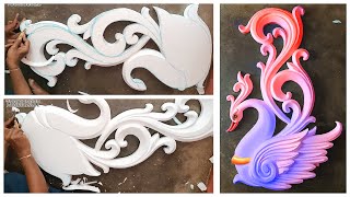 peacock design for decoration/ thermocol craft/best thermocol craft idea/Ganesh Puja decoration