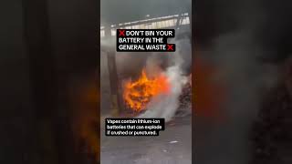 Don’t bin your vape battery #vapes #vapebattery #batteryfire #shorts