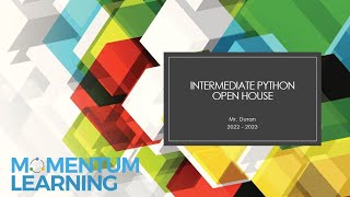 2022 Fall Intermediate Python Open House