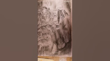 How to draw clouds with charcoal powder and foam | Draw  Krishna sketch #shorts #artshorts