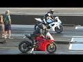 Ducati Panigale V4 vs Suzuki GSXR 1000 - motorbikes drag racing