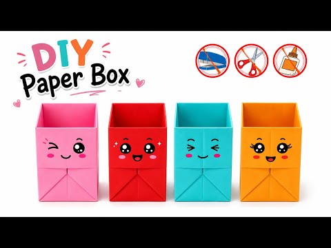 DIY Easy Origami Desk Organizer | Paper Craft | Cute Paper Organizer | Easy Origami Box | Paper Box
