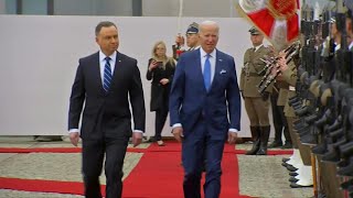 US President Joe Biden welcomed by President Duda of Poland | AFP