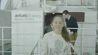 Alona Ostapenko Flies B737 Simulator at airBaltic Training Center