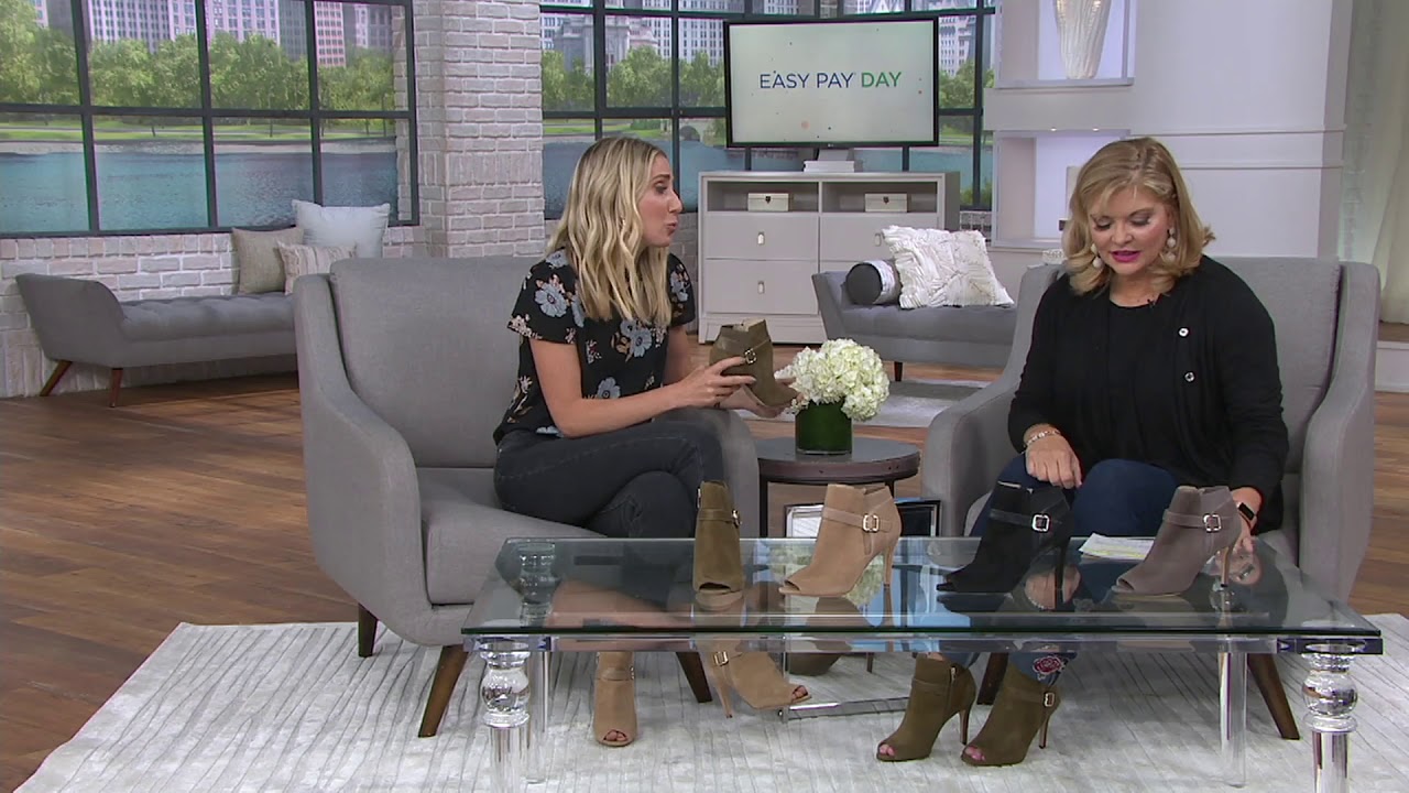 Marc Fisher Leather or Suede Peep-toe Ankle Boots - Shimmee on QVC