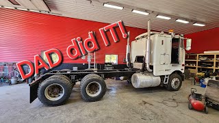 FIRST DRIVE since 2005!!  Stubby the 1993 Peterbilt Cabover moves under its own power finally.