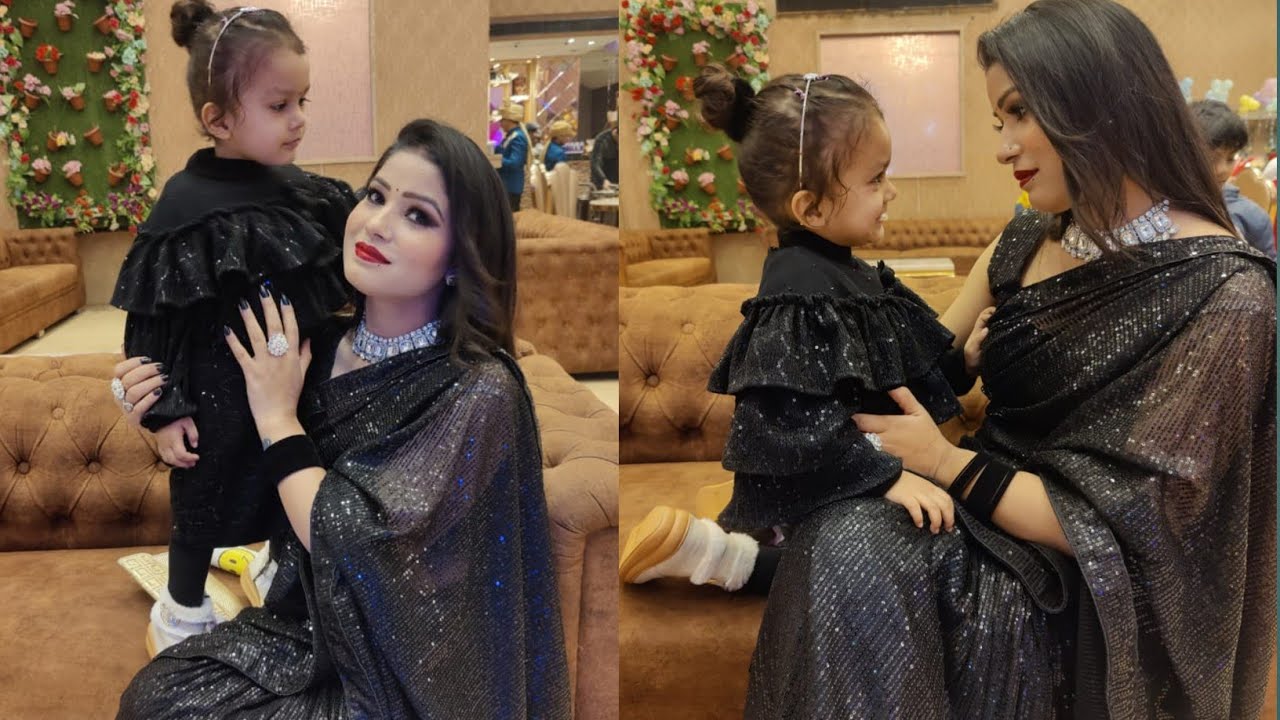 Black saree makeup and hairstyle bachho ke sath kaise ho ready party