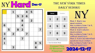 The New York Times Daily Sudoku 2024-12-17 Hard