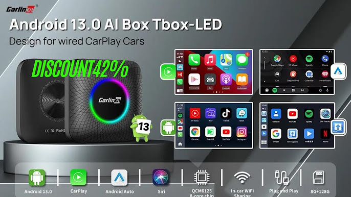 Carlinkit CarPlay Ai TV Box Plus Android13 8+128GB QCM 8-Core 665 6125  Wireless