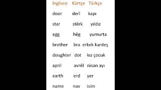 İngilizce ve Kürtçe bazı ortak kelimeler