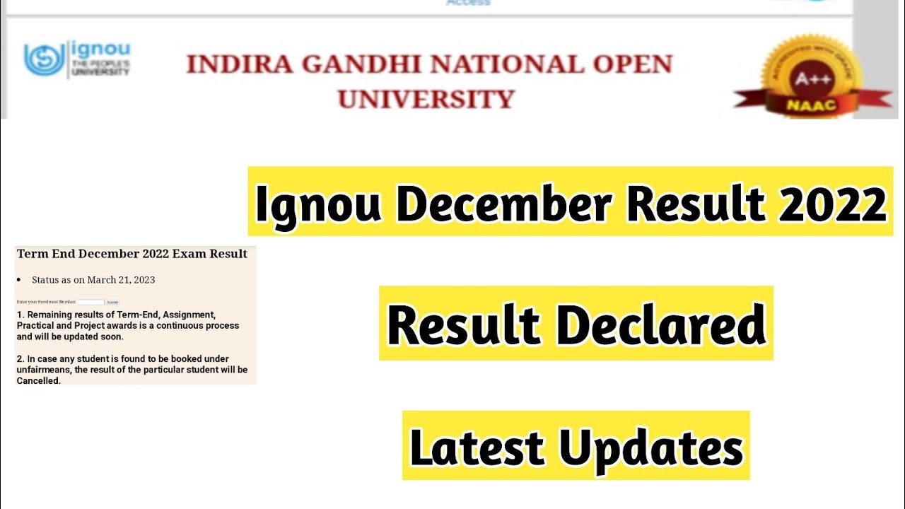 Ignou December 2022 Result Latest News | Mister Ignou 