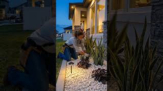 High-End DIY Front Yard Landscaping! 🏡✨ | Modern White River Rock & Solar Light Transformation