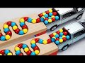 Marble Run ASMR Race ☆ HABA Slope &amp; Dump Truck Excavator Ambulance Forklift Garbage Truck Tractors