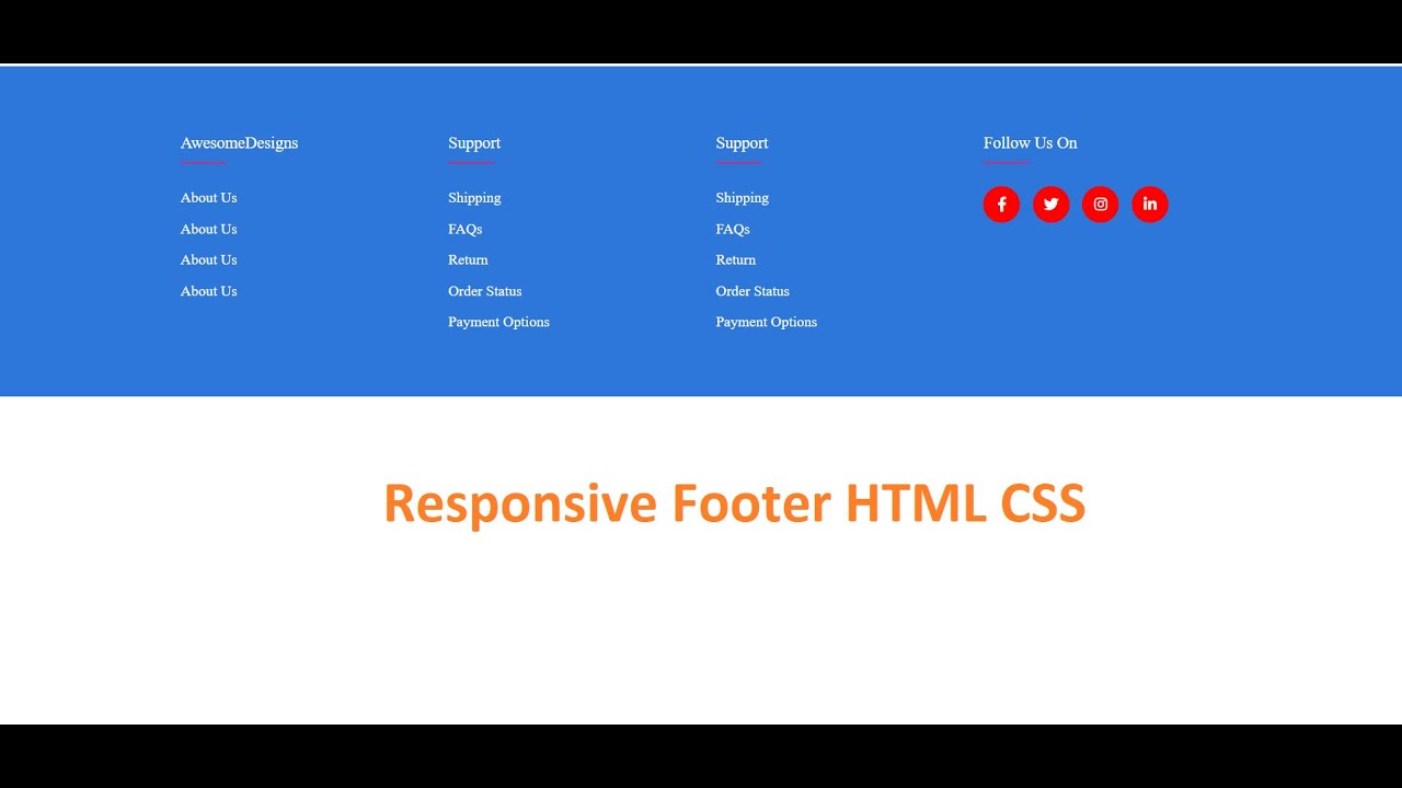 how to create responsive footer html css js - YouTube