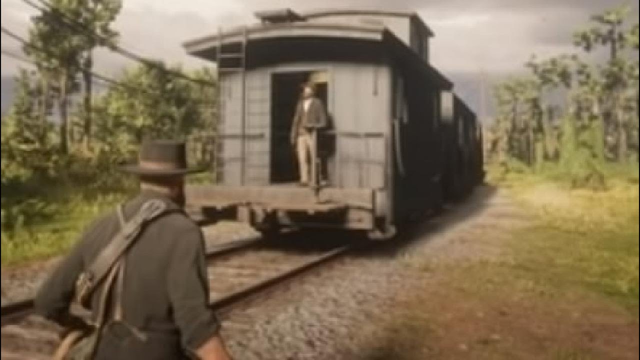 RDR2 - Arthur robs the caboose guard when trains go by!!! - YouTube