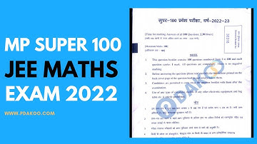 MP SUPER 100 JEE - MATHS  PAPER DISCUSSION EXAM 2022