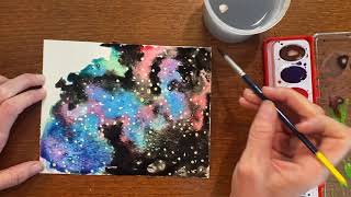 SDMA Art Tutorials | Night Skyscape
A black hole isnt really a hole at all... Is it?
Join artist and Museum Educator Sheena Dowling to create your very own night skyscape inspired by Ana de Alvears galaxy diptych.
Materials
- Watercolor paper
-Watercolor paint
-Paint brushes
-Water resist material (white crayon, white oil pastel, or art masking fluid with a small size 0 brush)
Optional Project Materials
-Pearlescent watercolors
-Paint brushes
-Phosphorescent ink
-Soft eraser
Step 1) Add a water-resistant material to your watercolor paper in the shape of small dots stars
Step 2) Paint waving lines, blobs, and splotches of color, letting wet colors blend
Step 3) Fill in the rest of the background with black watercolor while paint is still wet
Step 4) Remove masking fluid with a soft eraser (optional)
Get inspired! Catch Ana de Alvears vortex drawings and many more of her highly detailed hyper realistic pencil drawings on view at The San Diego Museum of Art through September 27, 2021.
Featured: Ana de Alvear. In the Forced Vortex (Black), 2015-2016. Color pencil on paper. 275 5/8 x 118 1/8 inches. Courtesy of the artist.⠀
Ana de Alvear. In the Forced Vortex (White), 2015-2016. Color pencil on paper. 275 5/8 x 118 1/8 inches. Courtesy of the artist.⠀
Website | https://www.SDMArt.org/
SDMA Tutorials | https://www.sdmart.org/art-tutorials/
Exhibition | https://www.sdmart.org/exhibition/everything-you-see-could-be-a-lie-photorealistic-drawings-by-ana-de-alvear/
Instagram | https://www.instagram.com/sandiegomuseumofart/
Ana de Alvears Instagram | https://www.instagram.com/anadealvear/
Facebook | https://www.facebook.com/TheSanDiegoMuseumOfArt/
Twitter | https://www.twitter.com/SDMA SDMA Art Tutorials | Night Skyscape