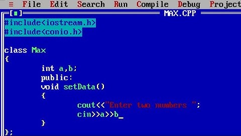 C++ program to check maximum number between two numbers using classes | Greatest number program C++