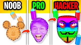 NOOB vs PRO vs HACKER In CUT AND PAINT!? (ALL LEVELS!)