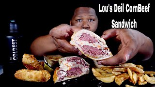 CORNBEEF SANDWICH + CORNBEEF EGG ROLLS | MUKBANG | LOU'S DELI Eating Show