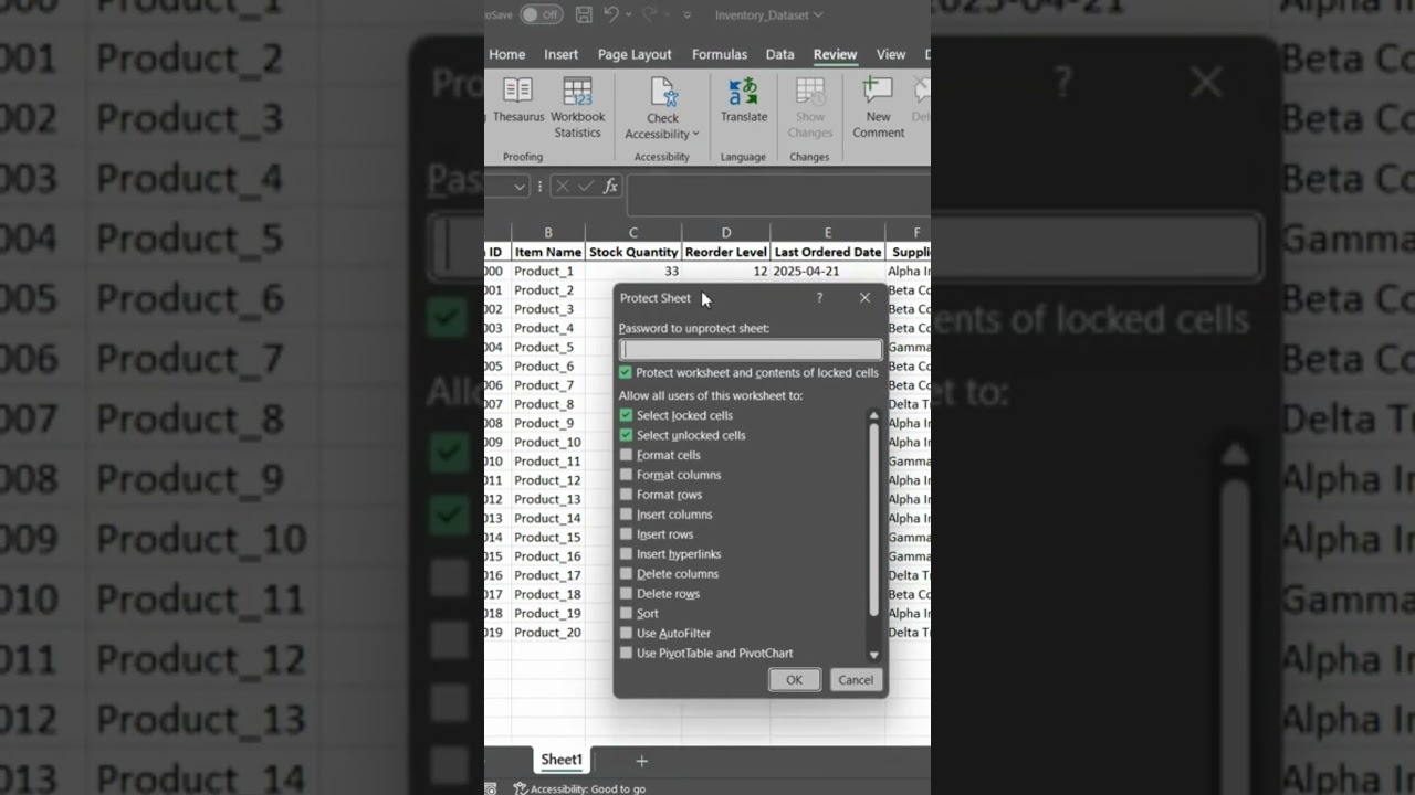 Protect Sheet In Excel 