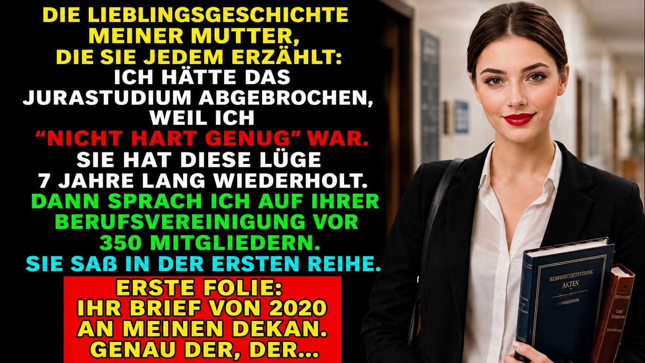 Mijn moeder stond voor driehonderdvijftig collega’s en zei lachend: “Becky stopte met rechten omdat stresskarakter laat zien.” Pas toen ik het podium op liep, besefte ze dat mijn eerste slide niet...