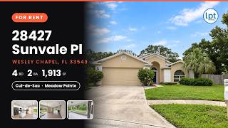 Meadow Pointe House for Rent | 4 Bed 2 Bath on Cul-de-Sac with Screened Lanai | Wesley Chapel, FL