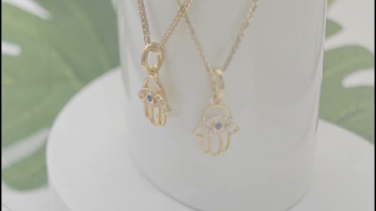 Elegant Blue Sapphire & Diamond Hamsa Hand Pendant in Sterling Silver - Wholesale for Retailers