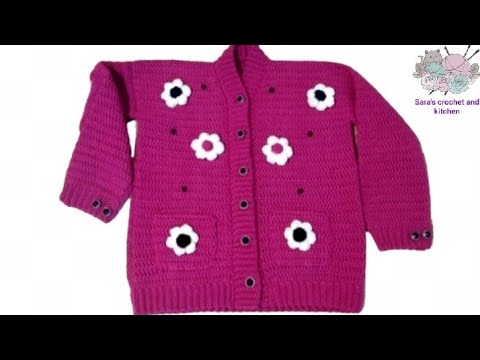 جاكت كروشيه لاى مقاس Crochet Jacket كروشيه جاكت بناتى ترند بالورده المنتفخه